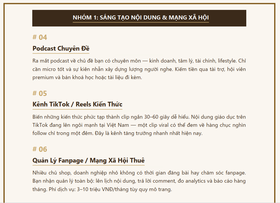Nội dung ebook 100 ý tưởng